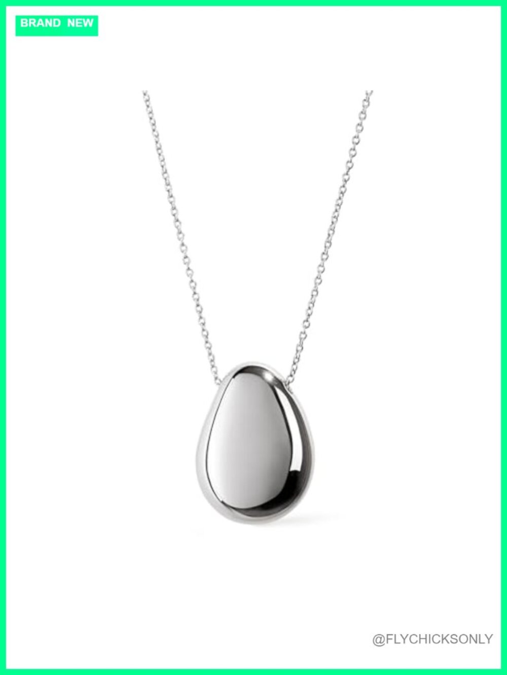 14K Gold Plated Pebble Pendant Necklace Teardrop Dainty Layering Jewelry